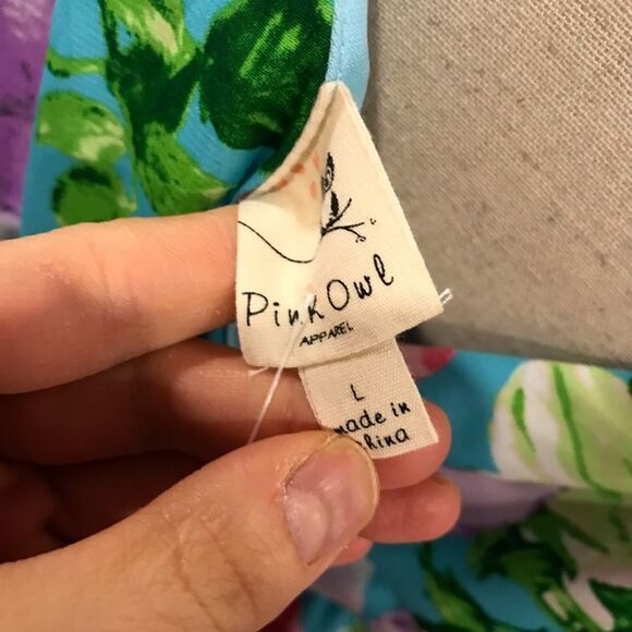 PUNK OWL blue floral mini dress with straps size L - Picture 9 of 12